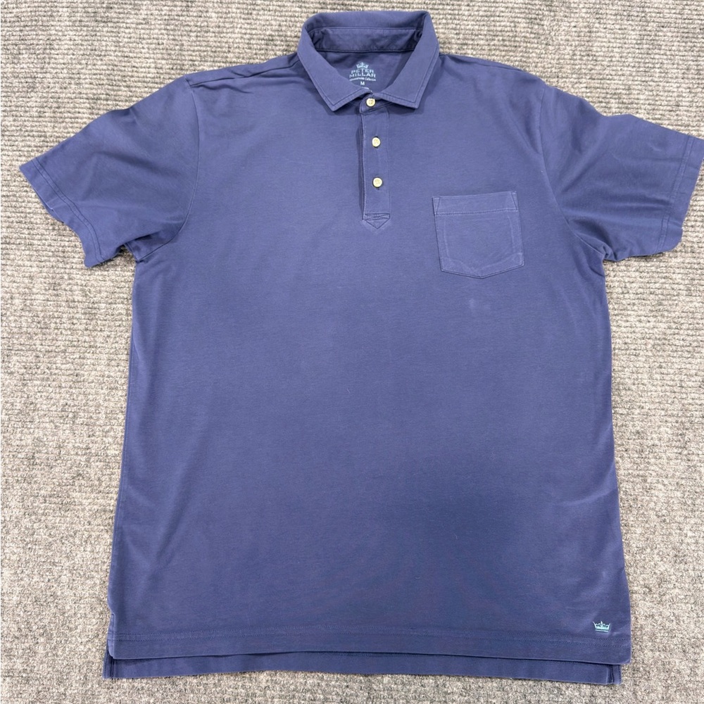 Peter Millar -  Mens, Mountainside, Med, Navy Blue Cotton, Pocket Polo, (A1/024)